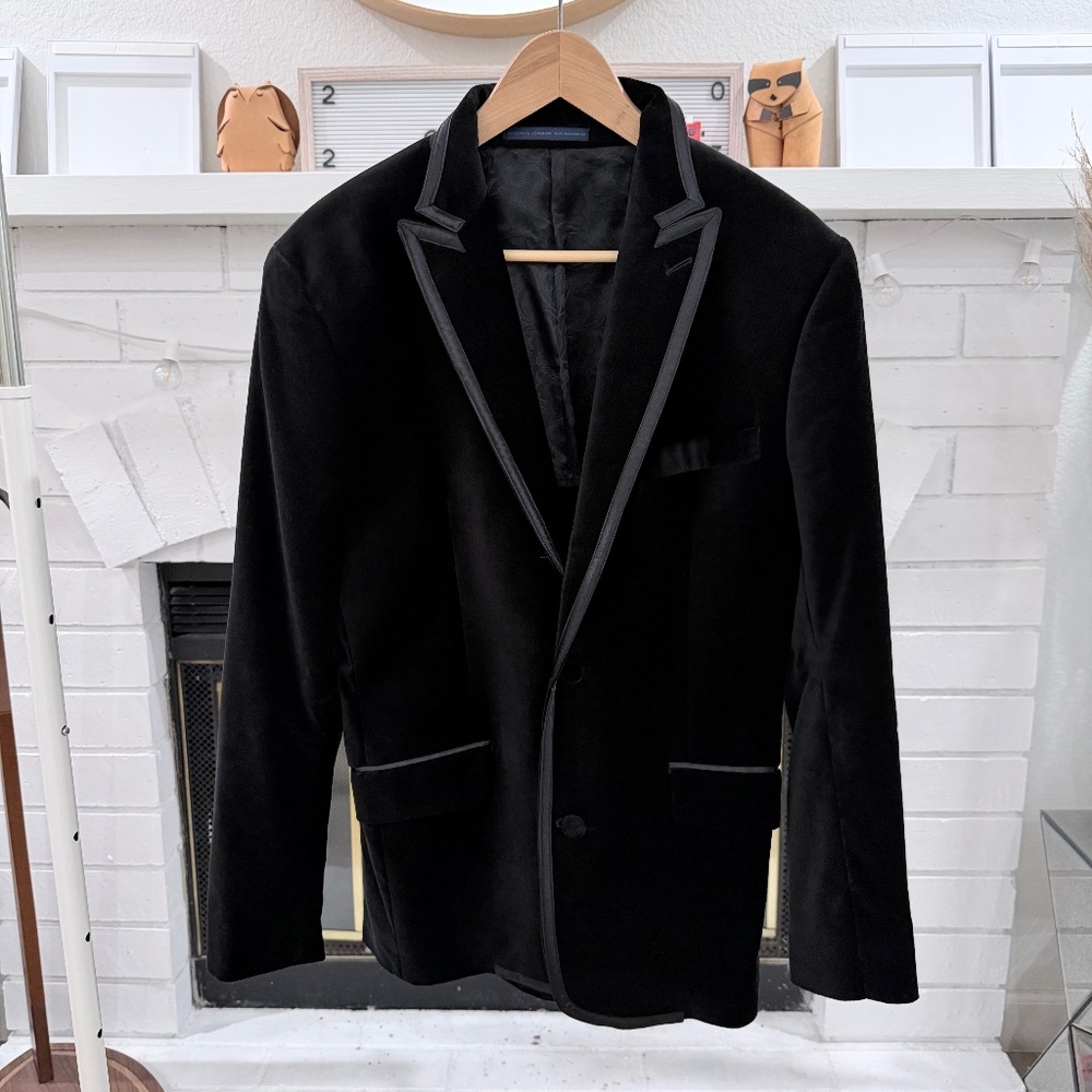 Vintage Material London Velvet 2 Buttons Tuxedo Suit Top